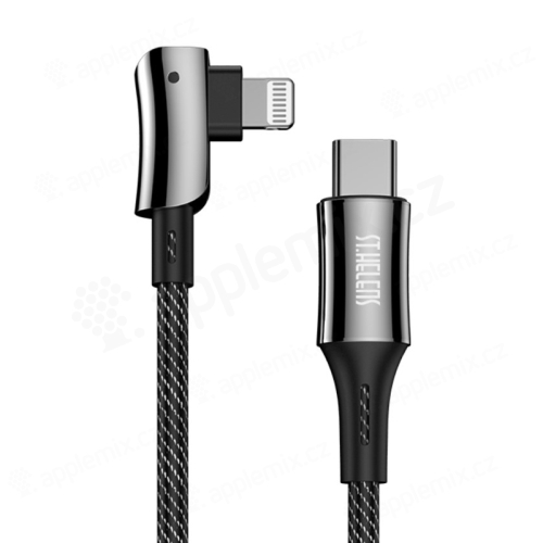 Synchronizační a nabíjecí kabel MFi USB-C - Lightning - 90° koncovka - tkanička - 1,2m - šedý