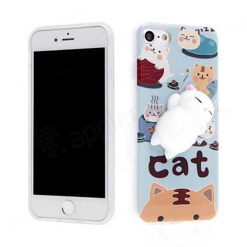 Kryt pro Apple iPhone 7 / 8 - gumový - 3D spící kočička - bílá