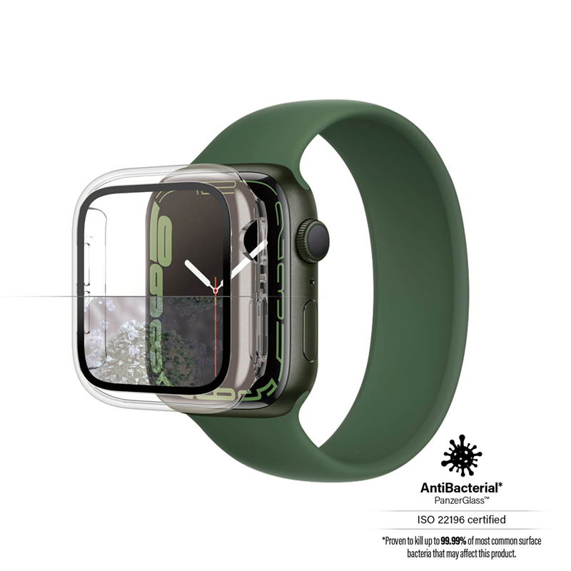 Tvrzené sklo + rámeček PANZERGLASS pro Apple Watch 45mm Series 7 - průhledný