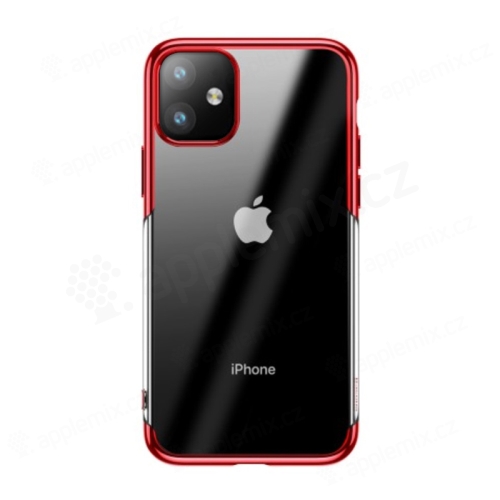 Kryt BASEUS Shining pro Apple iPhone 11 - gumový - pokovený - průhledný / červený