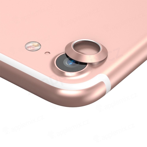 Kroužek / krytka BASEUS na kameru pro Apple iPhone 7 / 8 - kovový - Rose Gold