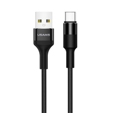 Synchronizační a nabíjecí kabel USAMS - USB-C - USB 3.0 - tkanička - 1,2m - černý