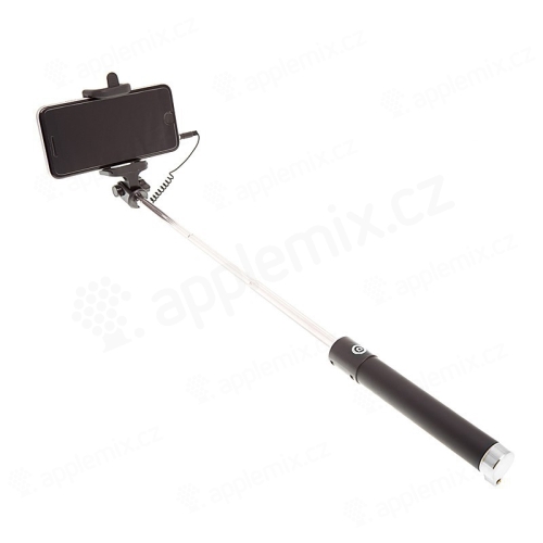 Selfie tyč teleskopická / monopod - kabelová spoušť - stříbrná / černá