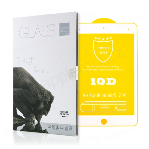 Tvrzené sklo (Tempered Glass) pro Apple iPad mini 4 / 5 - 2,5D okraj - bílý rámeček - čiré