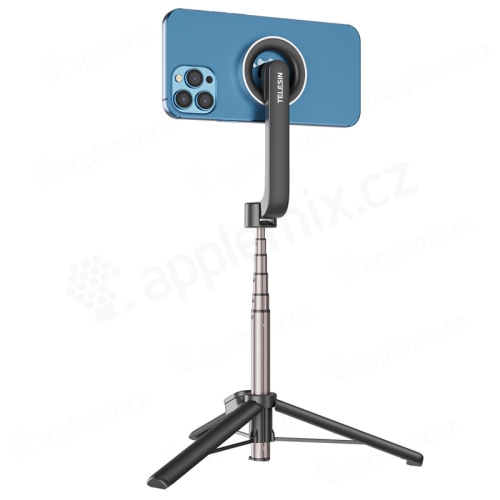 Selfie tyč / stativ / tripod TELESIN pro Apple iPhone - podpora MagSafe - Bluetooth - kovová - černá