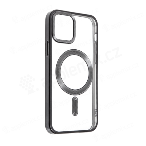 Kryt SWISSTEN Clear Jelly MagStick Metal pro Apple iPhone 12 Pro Max - průhledný / černý