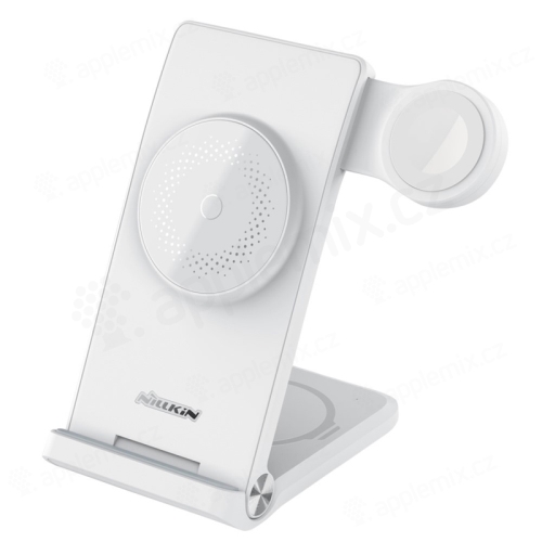 NILLKIN Powertrio 3v1 nabíjací stojan pre Apple iPhone / Watch / AirPods - MagSafe - MFi - biely