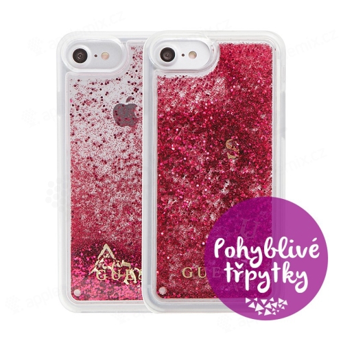 Kryt GUESS Raspberry pro Apple iPhone 6 / 6S / 7 / 8 - plastový - glitter / růžové třpytky