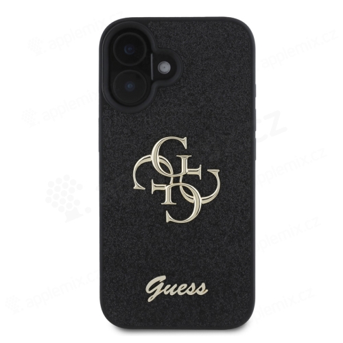 Kryt GUESS Fixed Glitter pro Apple iPhone 16 Plus - 4G Metal Logo - umělá kůže - černý