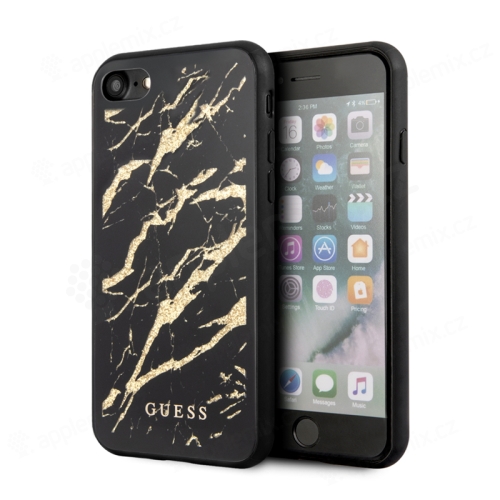 Kryt GUESS Marble pre Apple iPhone 7 / 8 / SE (2020) / SE (2022) - plastový - zlatý lesklý / čierny