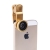 Multifunkční objektiv 3v1 s klipem pro Apple iPhone a jiné - 180°rybí oko / 0,67x širokoúhlý objektiv / makro objektiv - zlatý