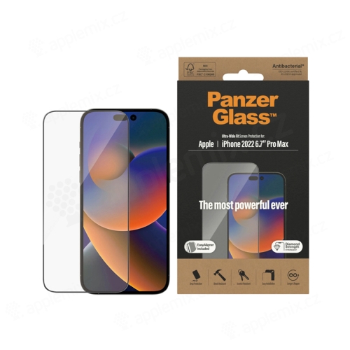 Tvrzené sklo (Temperd Glass) PANZERGLASS pro Apple iPhone 14 Pro Max - Ultra wide fit + aplikátor