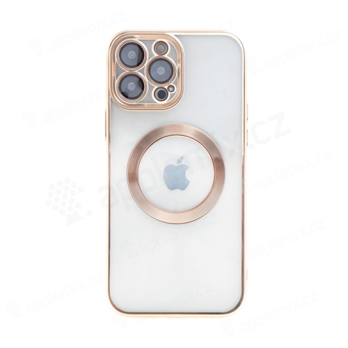 Kryt pro Apple iPhone 13 Pro Max - podpora MagSafe - ochrana čoček - průhledný / zlatý