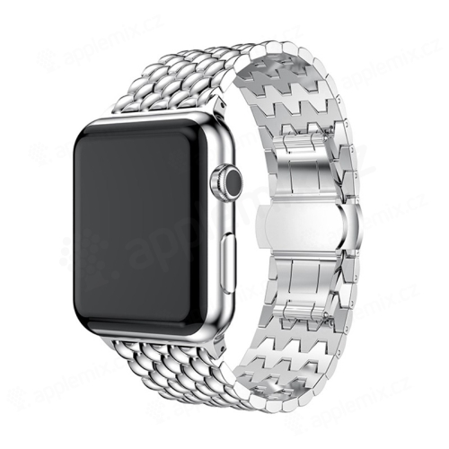 Řemínek pro Apple Watch 42mm / 41mm / 40mm / 38mm - šestiúhleníky - nerezový - stříbrný