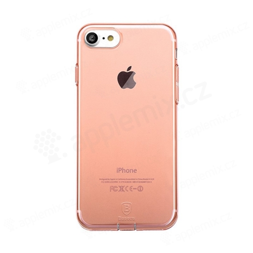 Kryt Baseus pro Apple iPhone 7 / 8 gumový  / antiprachové záslepky - Rose Gold průhledný