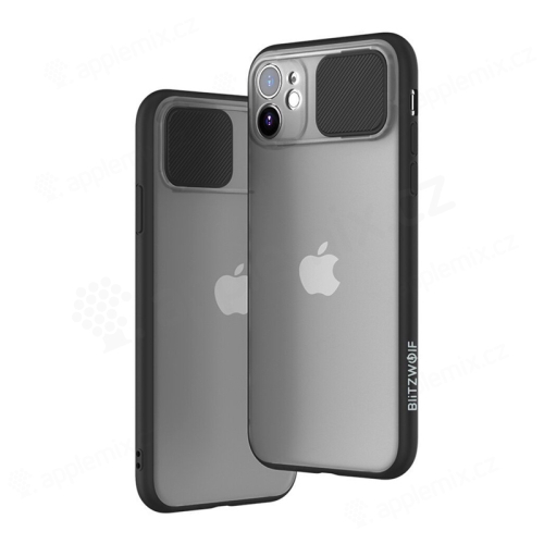 Kryt BLITZWOLF pre Apple iPhone 11 - plast / guma - posuvný kryt fotoaparátu - priehľadný / čierny