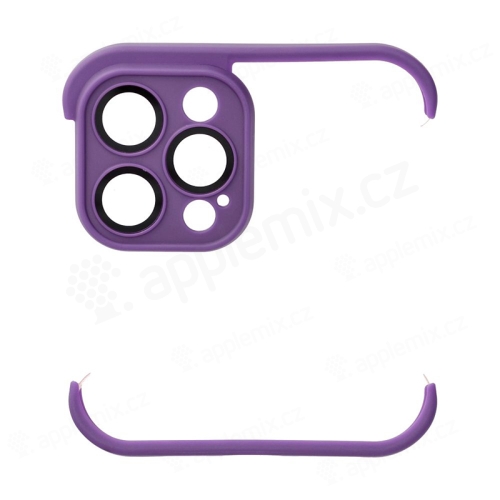 Nárazník / mini rámček pre Apple iPhone 12 Pro + tvrdené sklo na objektív fotoaparátu - silikónové - fialové