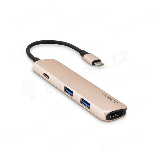 Přepojka / adaptér / rozbočovač EPICO - USB-C na 2x USB-A + USB-C + HDMI - zlatá