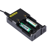 Inteligentní nabíječka baterií / monočlánků - 18650 / AA / AAA - LiIon / NiMH - pro 2x článek - černá