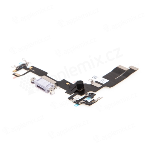 Napájací a dátový konektor s flex káblom + mikrofóny pre Apple iPhone 14 - fialový - kvalita A+