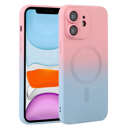 Kryt pre Apple iPhone 11 - podpora MagSafe - farebný prechod - ochrana fotoaparátu - gumový - ružový/svetlomodrý