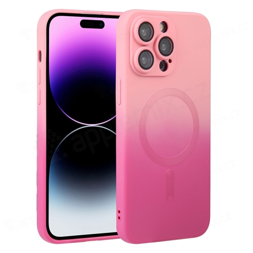 Kryt pre Apple iPhone 14 Pro - podpora MagSafe - farebný prechod - ochrana fotoaparátu - gumový - ružový