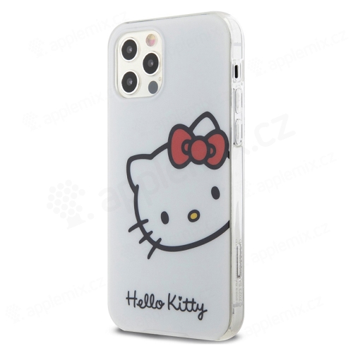 Kryt HELLO KITTY pro Apple iPhone 12 / 12 Pro - hlava Hello Kitty - plastový / gumový - bílý