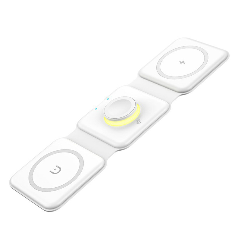 4v1 nabíječka ESSAGER pro Apple iPhone (Magsafe kompatibilní) + AirPods Qi + Watch + lampička - bílá