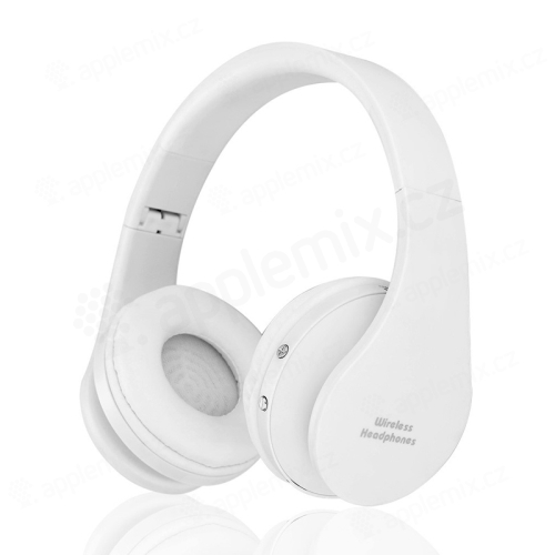 Sluchátka Bluetooth bezdrátová NX-8252 - mikrofon + ovládání - 3,5mm jack vstup - bílá