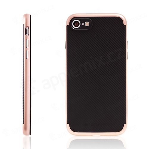 Kryt TOTU pro Apple iPhone 7 / 8 gumový / růžově zlatý (Rose Gold) plastový rámeček - černý