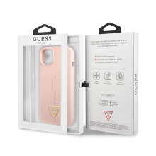 Kryt GUESS Silicone Line Triangle pro Apple iPhone 13 mini - silikonový - růžový