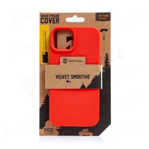 Kryt TACTICAL Velvet Smoothie pre Apple iPhone 15 Plus - príjemný na dotyk - silikónový - chilli červená