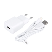 2v1 nabíjecí sada MAXLIFE pro Apple zařízení - EU adaptér a kabel Lightning - 5W - bílá