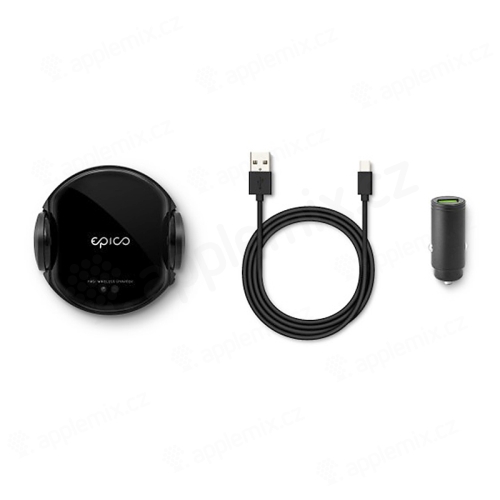 Držák do auta / bezdrátová nabíječka Qi EPICO - elektronické uchycení + 18W nabíječka - černý