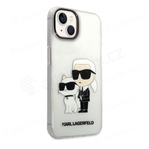 Kryt KARL LAGERFELD Glitter pro Apple iPhone 14 Plus - Karl a Choupette NFT - plastový / gumový - průhledný