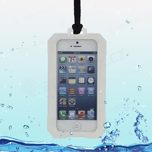 Voděodolné plasto-silikonové pouzdro iPega pro Apple iPhone 5 / 5S / SE - bílo-průhledné