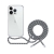 EPICO Nake Cover pre Apple iPhone 14 Pro - Odolný + čierna/biela šnúrka - Gumový - Transparentný