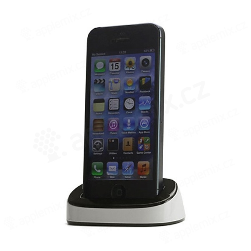 Dock (dokovací stanice) pro Apple iPhone 5 / 5S / SE - bílo-černá
