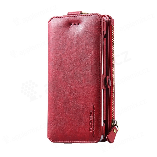 FLOVEME puzdro / peňaženka pre Apple iPhone 6 / 6S / 7 / 8 - umelá koža - červená