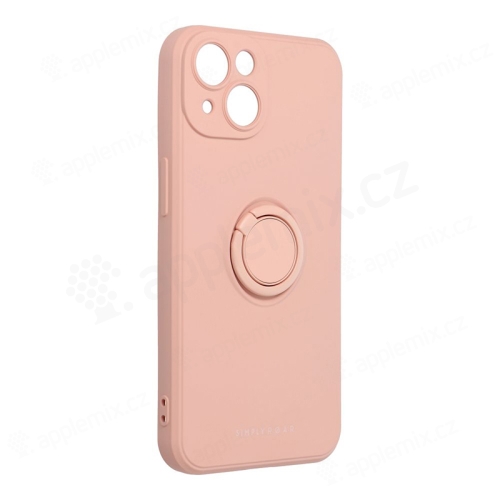 Kryt ROAR Amber pro Apple iPhone 14 - příjemný na dotek - stojánek - gumový - růžový