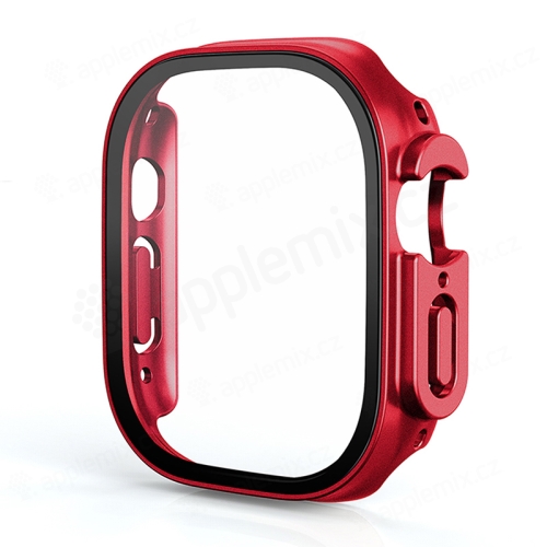 Tvrdené sklo + rámik pre Apple Watch Ultra 49 mm - červené