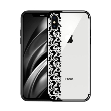 Kryt pro Apple iPhone X - plastový / gumový - ornamenty a kamínky - průhledný / černý
