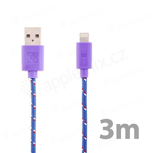 Synchronizační a nabíjecí kabel Lightning pro Apple iPhone / iPad / iPod - tkanička - fialový - 3m