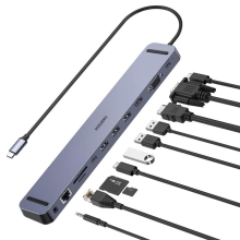 Dokovací stanice CHOETECH pro Apple MacBook s konektorem USB-C na 2x USB-C, 3x USB-A, HDMI, ethernet a VGA