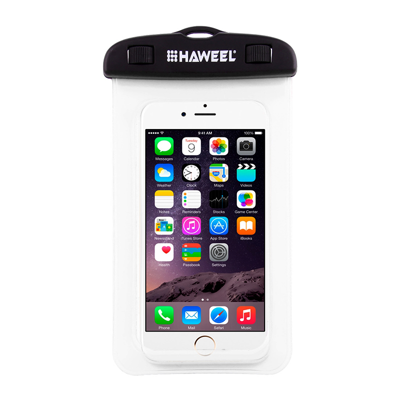 Pouzdro HAWEEL pro Apple iPhone - voděodolné - plast / guma - černé / průhledné
