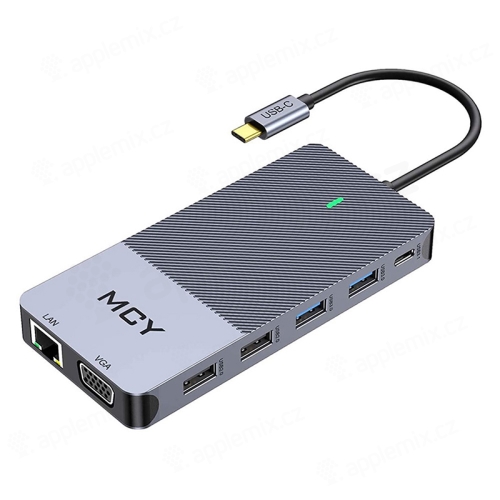 Dokovacia stanica / replikátor portov pre Apple MacBook - USB-C na USB-C +2x HDMI + 4x USB-A + SD - sivá