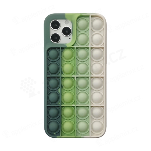Kryt pre Apple iPhone 12 / 12 Pro - bubliny "Pop it" - silikónový - biely / zelený