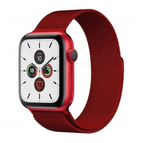 Remienok pre Apple Watch 41 mm / 40 mm / 38 mm - magnetický - nerezová oceľ - červený