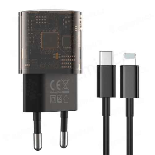 Nabíjacia súprava - 30W nabíjačka EÚ / napájací adaptér XO + 1m Lightning kábel - USB-A + USB-C - priesvitný - hnedý