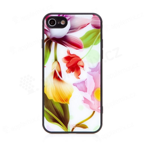 Kryt NXE pre Apple iPhone 7 / 8 / SE (2020) / SE (2022) - guma / sklo - ružové kvety